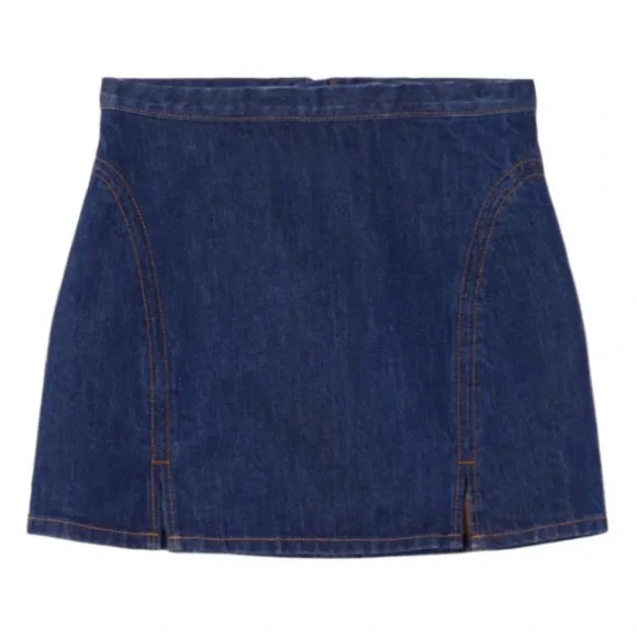 Re/Done  Split Front Denim Jean Mini Skirt in Fortuna Wash Womens size 26 - Picture 6 of 12